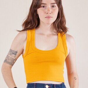Big Bud Press Cropped Tank Top Size L, Mustard Yellow